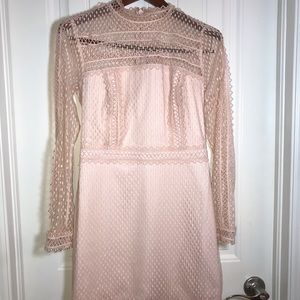 bebe Pink Lace Long Sleeve Dress